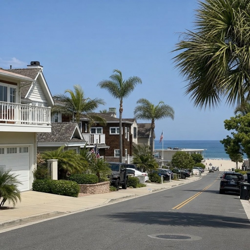 Orange County coastal neighborhood with homes near the beach