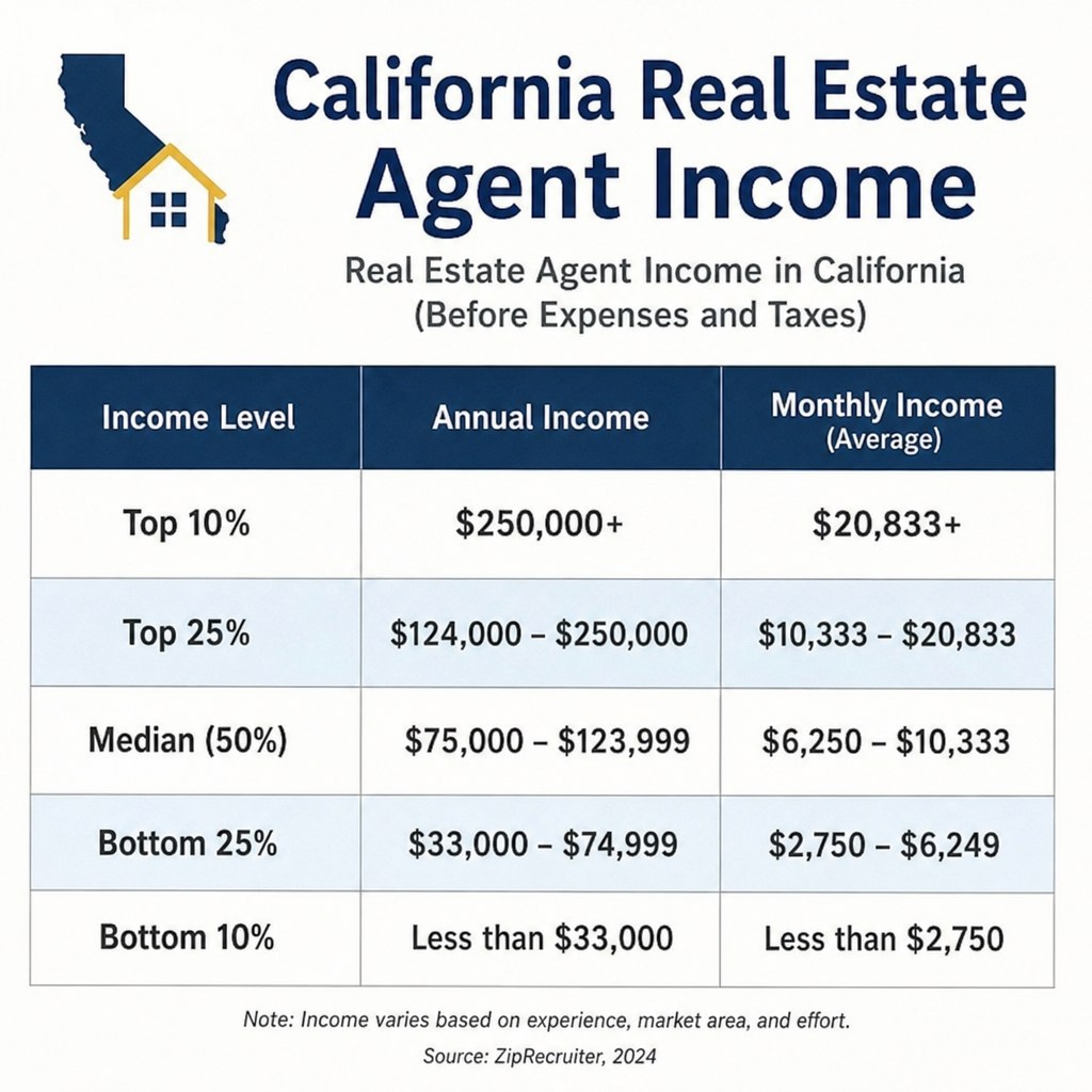 California real estate agent income chart